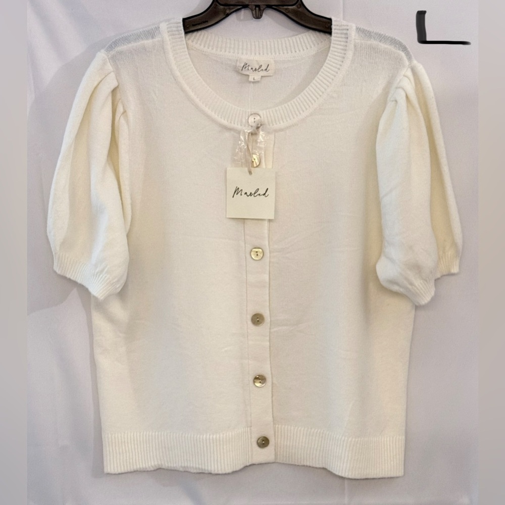 Marled Women's Cream Button-Front Cardigan